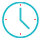 Skizzierte Uhr in Türkis als Icon