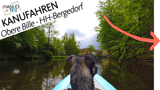 Tumbnail zum Video Kanutour auf der oberen Bille bei Bergedorf mit Blick auf die Bergedorfer Altstadt aus dem Kajak heraus fotografiert